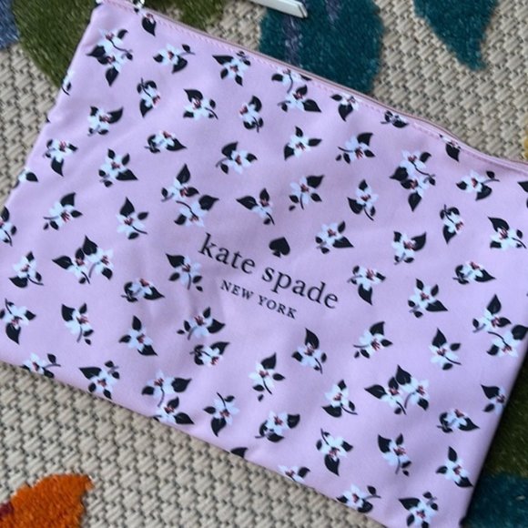 Kate Spade Large Canvas Floral Print Zip Pouch - Picture 12 of 14